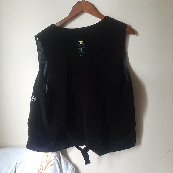 VTG Velvet Christmas Snowman XL Vest Ugly y2k - Picture 8 of 8
